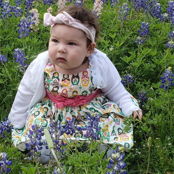 Tatyana Lil Russian Nesting Dolls Dress w Pink Bow Vintage Matryoshka Print - Picture 5 of 6